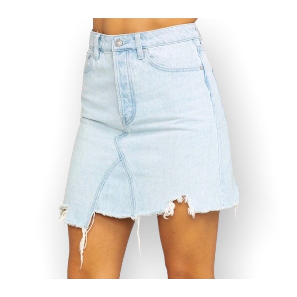 Free People We The Free Going Rouge Raw Hem Denim Skirt Size 26